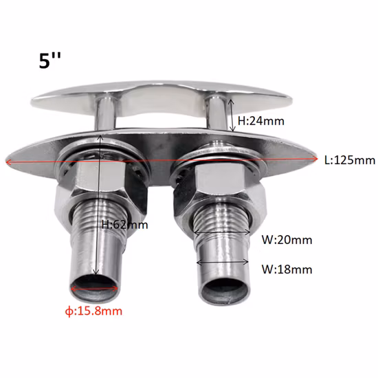 Marine Boat Parts #316 Stainless Steel Flush Cleat Mirror Polished Marine Accessories for Marine Boat Yacht