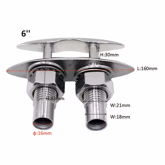 Marine Boat Parts #316 Stainless Steel Flush Cleat Mirror Polished Marine Accessories for Marine Boat Yacht
