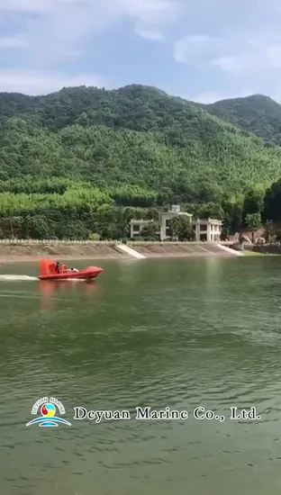 Bote de rescate rápido de fibra de vidrio de 4,5 m para 6 personas con motor fuera de borda